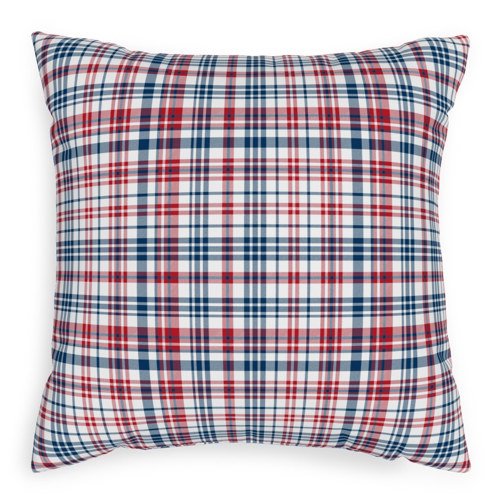 American Plaid - Blue and Red Pillow, Woven, Beige, 20x20, Single Sided, Multicolor