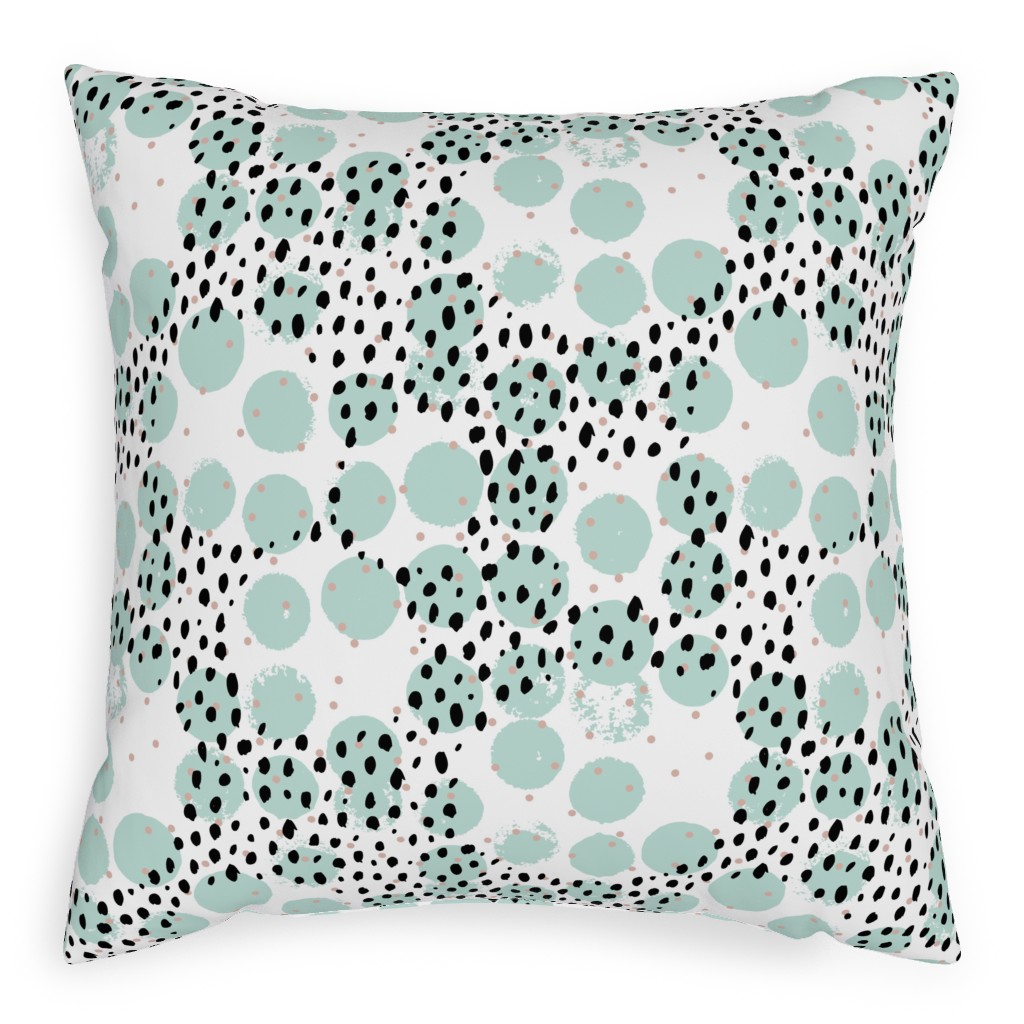 Abstract Rain - Green Pillow, Woven, Beige, 20x20, Single Sided, Green, Classic Green