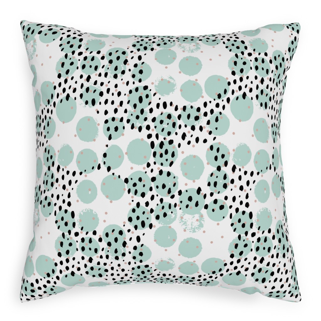 Abstract Rain - Green Pillow, Woven, Beige, 20x20, Single Sided, Green