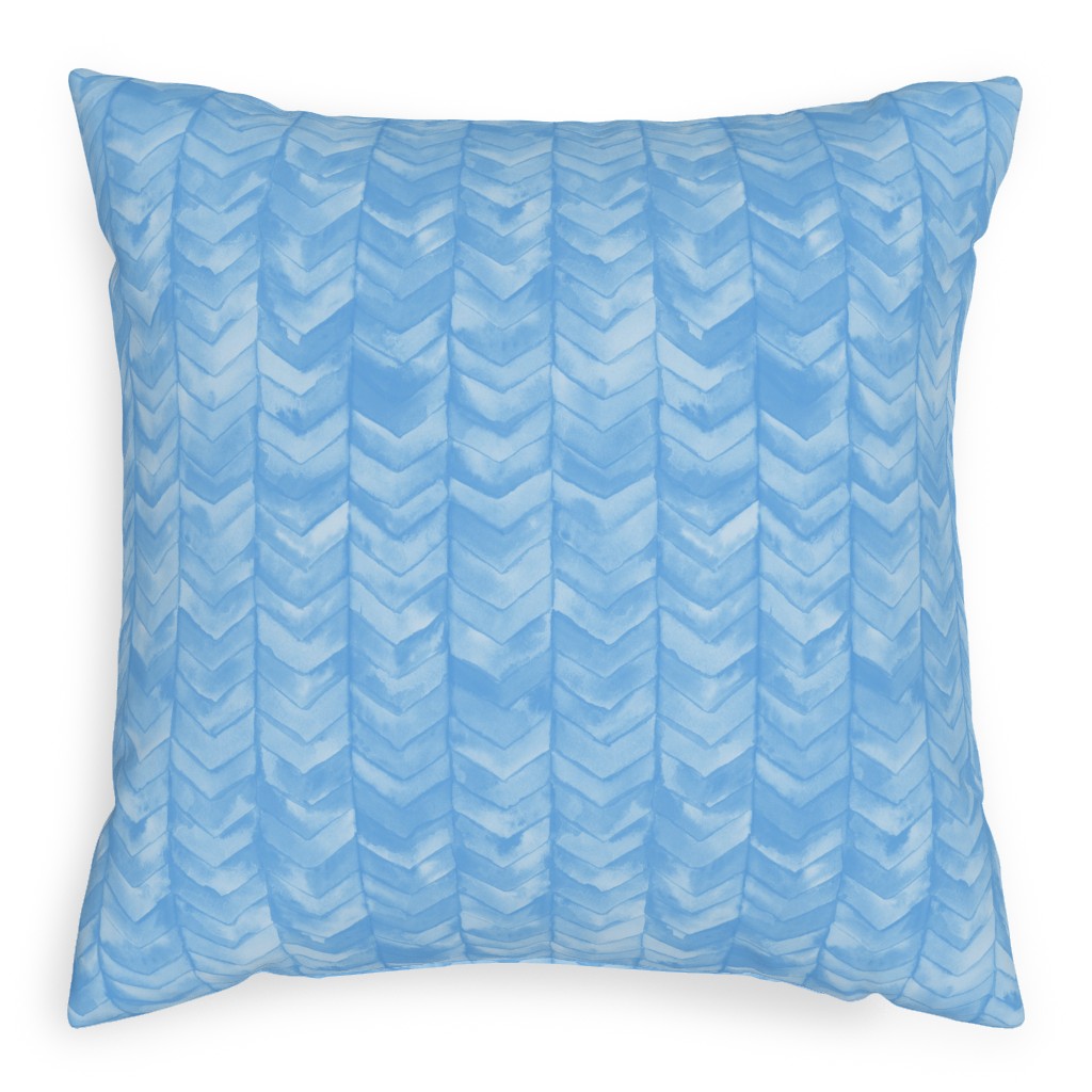 Watercolor Chevron Pillow, Woven, Beige, 20x20, Single Sided, Blue
