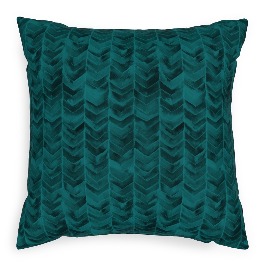 Watercolor Chevron Pillow, Woven, Beige, 20x20, Single Sided, Green, Seaweed