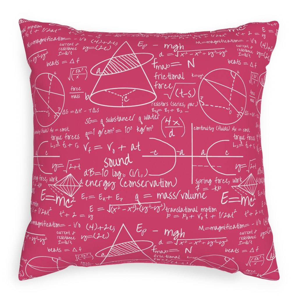 Common Equations Pillow, Woven, Beige, 20x20, Single Sided, Pink, Begonia