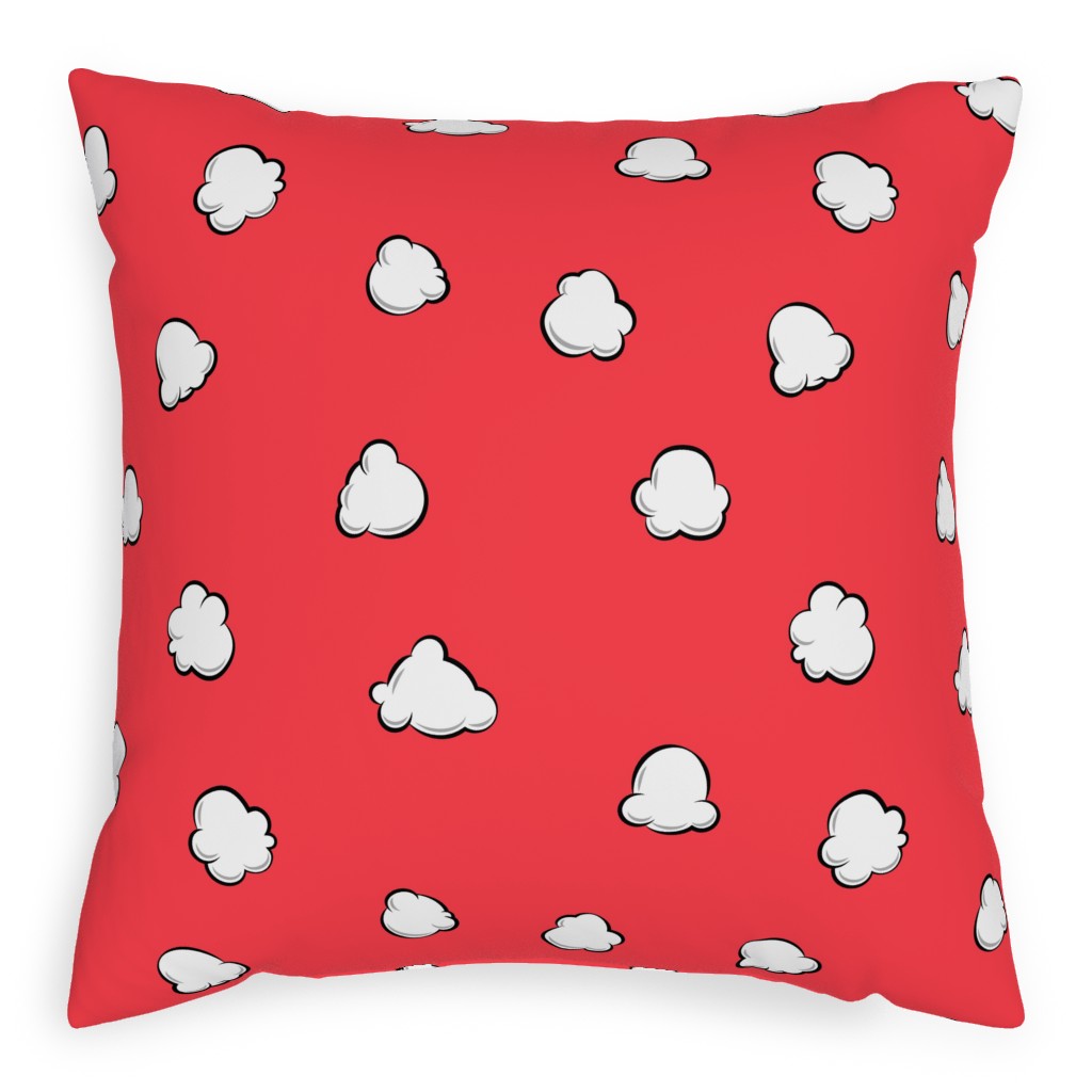 Popcorn - Red Pillow, Woven, Beige, 20x20, Single Sided, Red