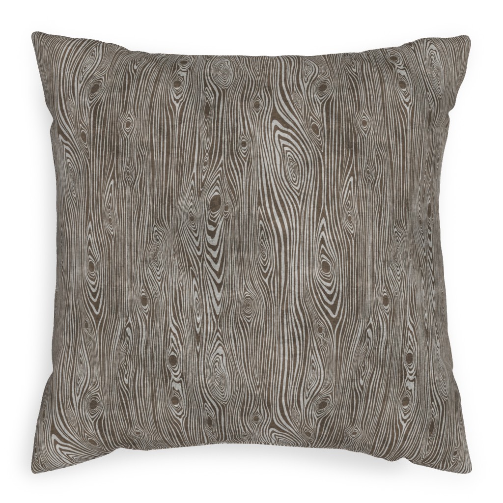Woodgrain Driftwood Pillow, Woven, Beige, 20x20, Single Sided, Brown
