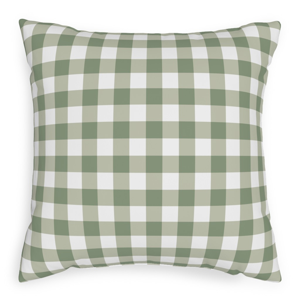 Plaid - Green Pillow, Woven, Beige, 20x20, Single Sided, Green