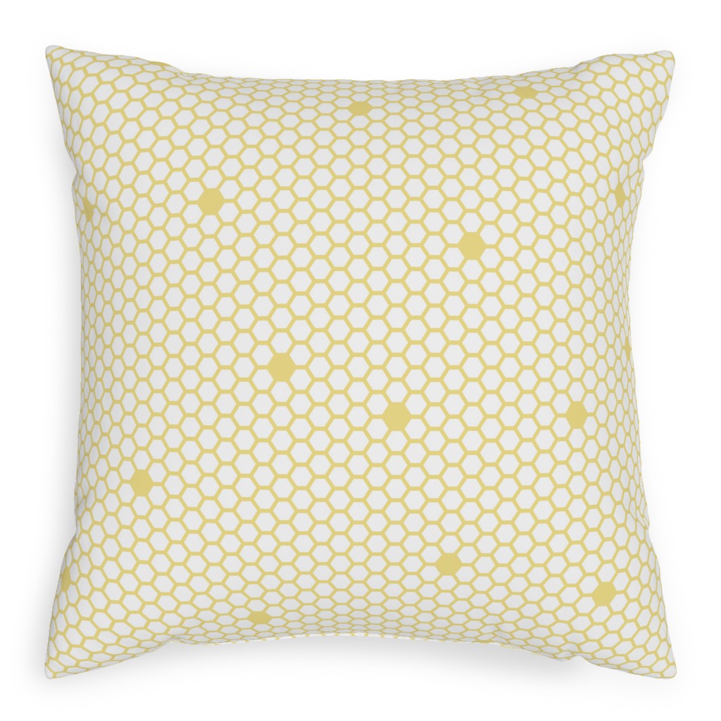Honeycomb - Sugared Spring - Yellow Pillow, Woven, Beige, 20x20, Single Sided, Yellow, Classic Yellow