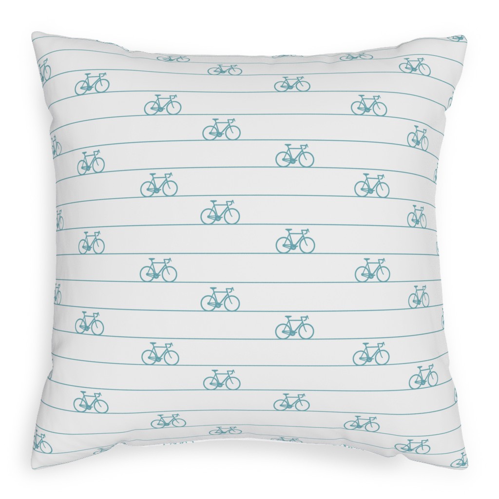 Biking Pillow, Woven, Beige, 20x20, Single Sided, Blue