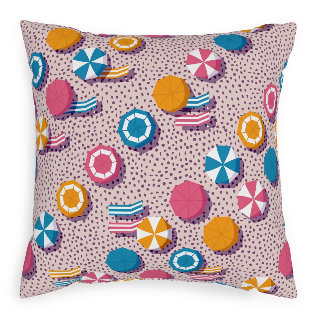 My Summer Vacay - Pink Pillow, Woven, Beige, 20x20, Single Sided, Pink