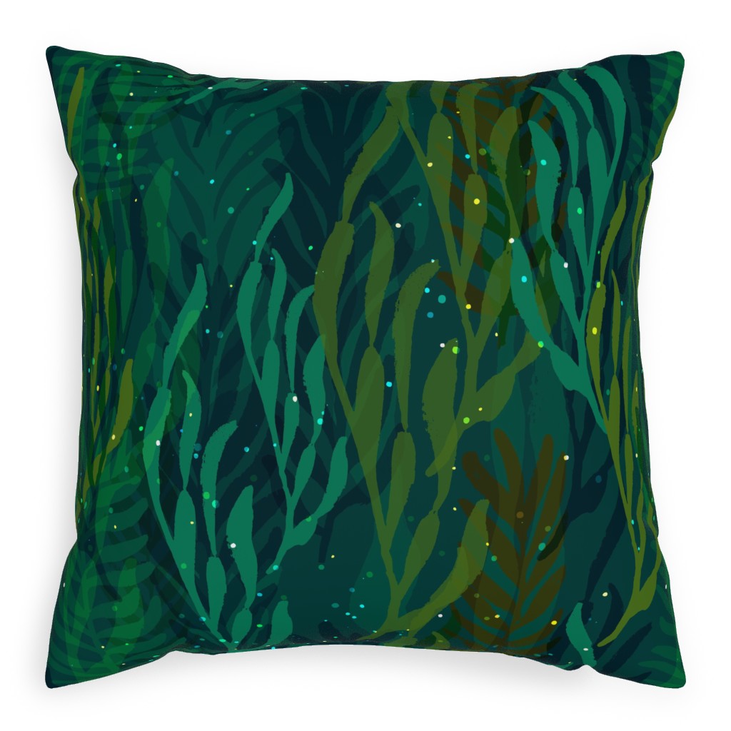 Underwater Forest - Emerald Pillow, Woven, Beige, 20x20, Single Sided, Green, Classic Green