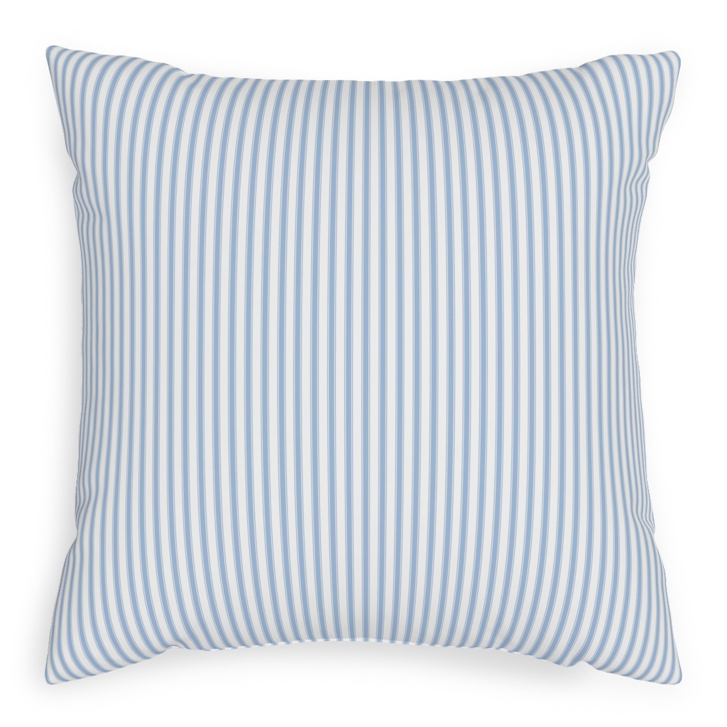 Cedar Lake Cottage Ticking Stripe - Blue Pillow, Woven, Beige, 20x20, Single Sided, Blue, True Blue