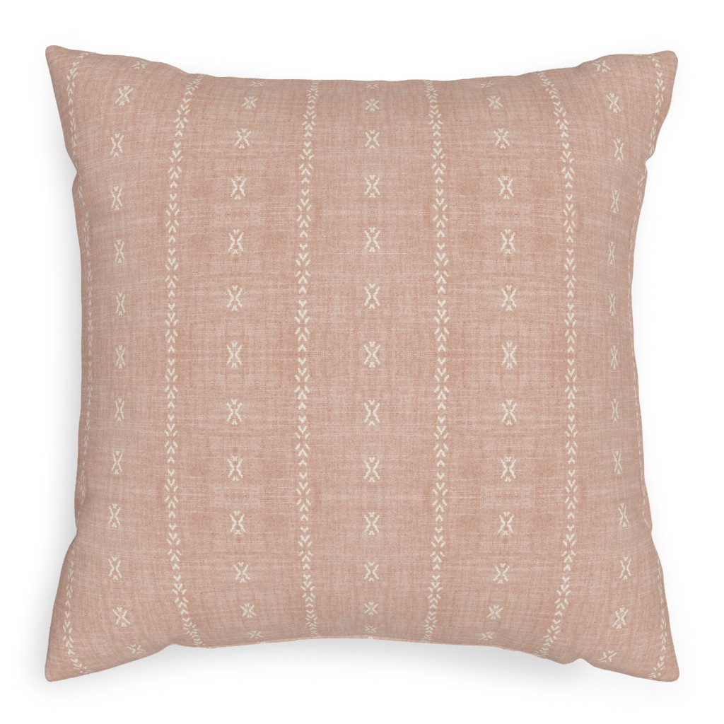 Playa Tribal Stripe - Pink Pillow, Woven, Beige, 20x20, Single Sided, Pink, Bright Pink