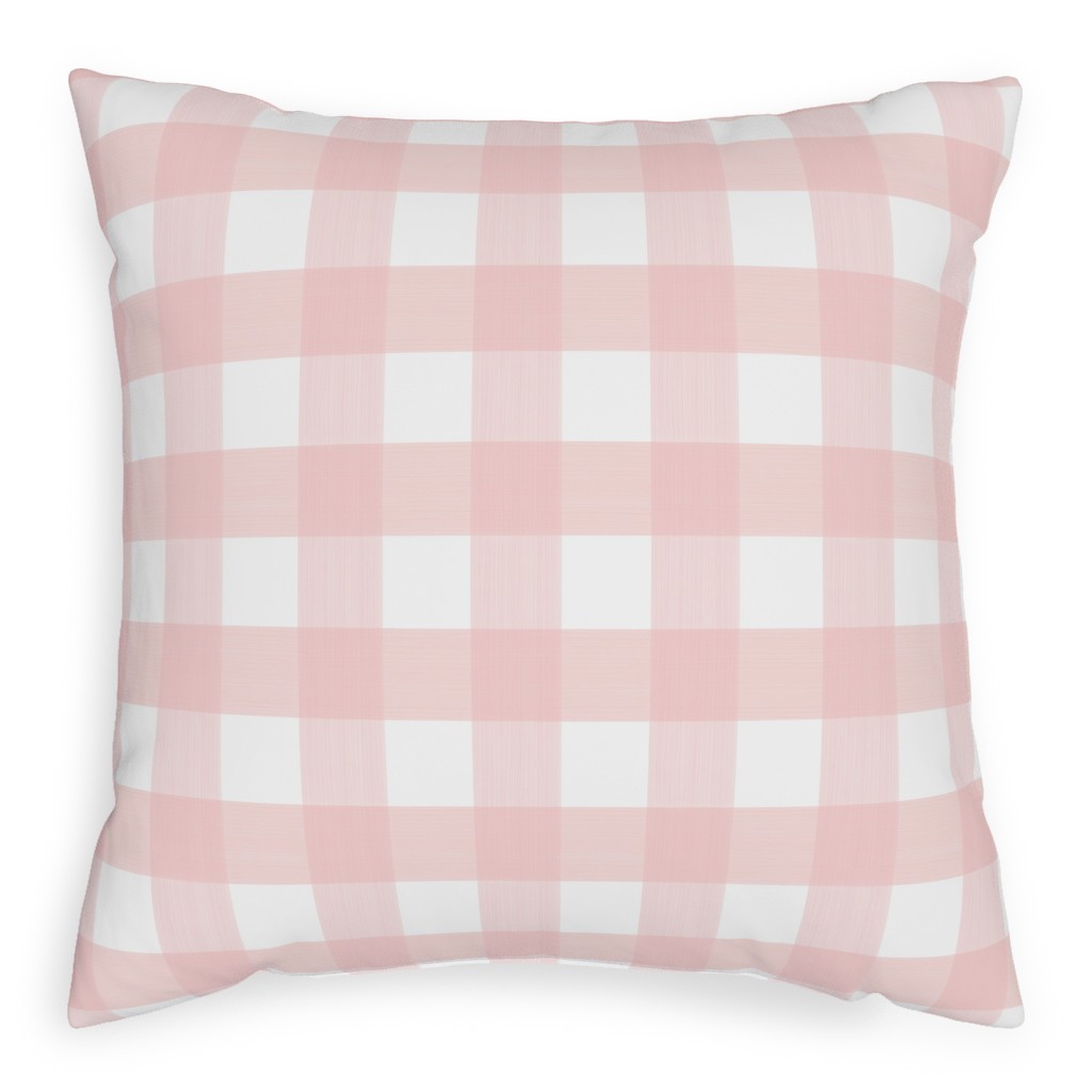 Cross Hatch Plaid Pillow, Woven, Beige, 20x20, Single Sided, Pink, Pearl