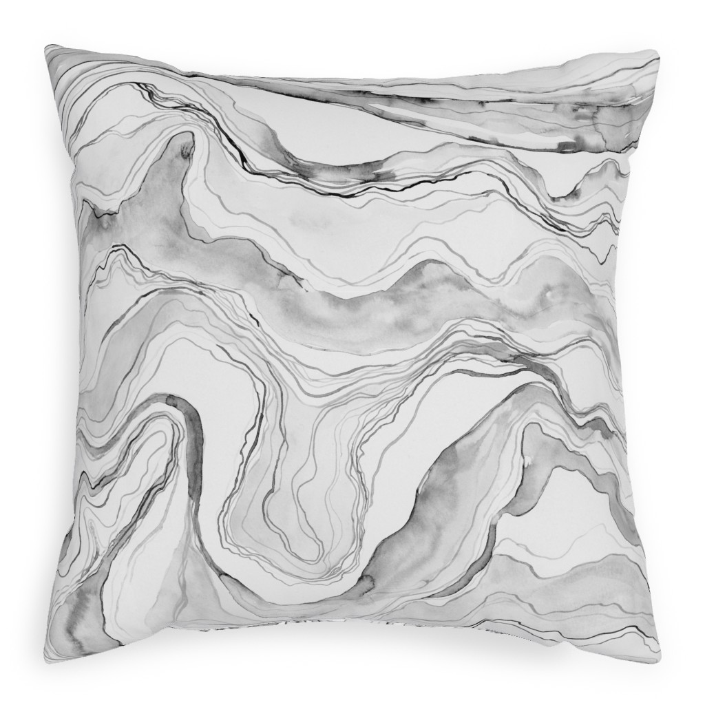 Watercolor Marble Pillow, Woven, Beige, 20x20, Single Sided, Gray, Silver Lining