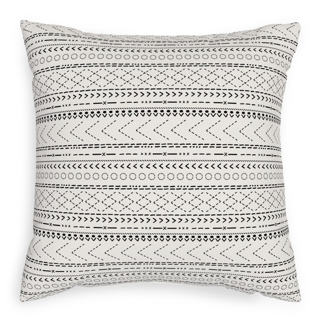 Minimal Mudcloth Bohemian - Light Pillow, Woven, Beige, 20x20, Single Sided, Beige, Pearl