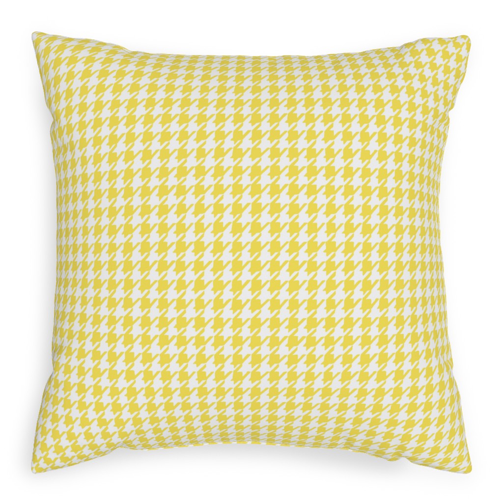 Happy Houndstooth Pillow, Woven, Beige, 20x20, Single Sided, Yellow
