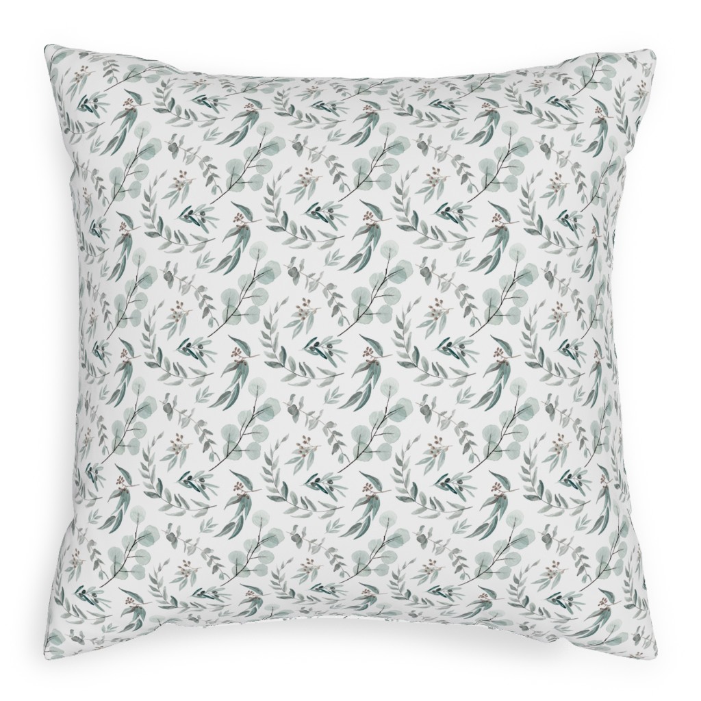 Eucalyptus Leaves - Australiana Botanical Pillow, Woven, Beige, 20x20, Single Sided, Green, Classic Green