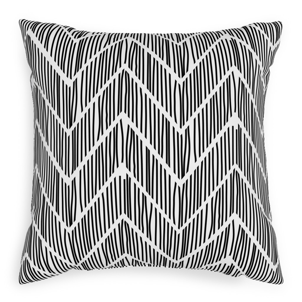 Black & White Chevron Pillow, Woven, Beige, 20x20, Single Sided, Gray, Gray