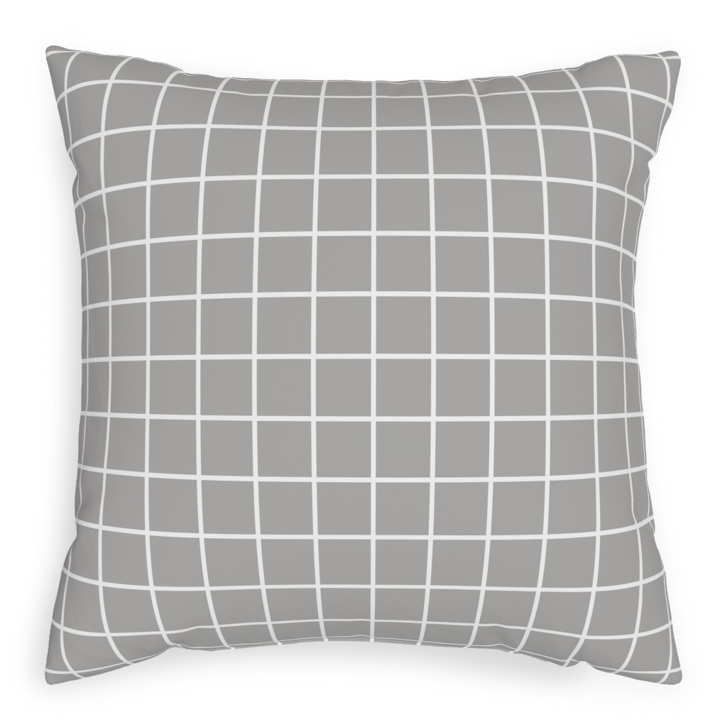 Window Pane Pillow, Woven, Beige, 20x20, Single Sided, Gray