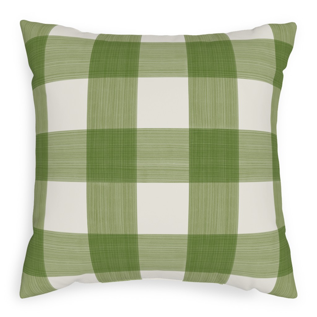 Buffalo Check Pillow, Woven, Beige, 20x20, Single Sided, Green, Classic Green