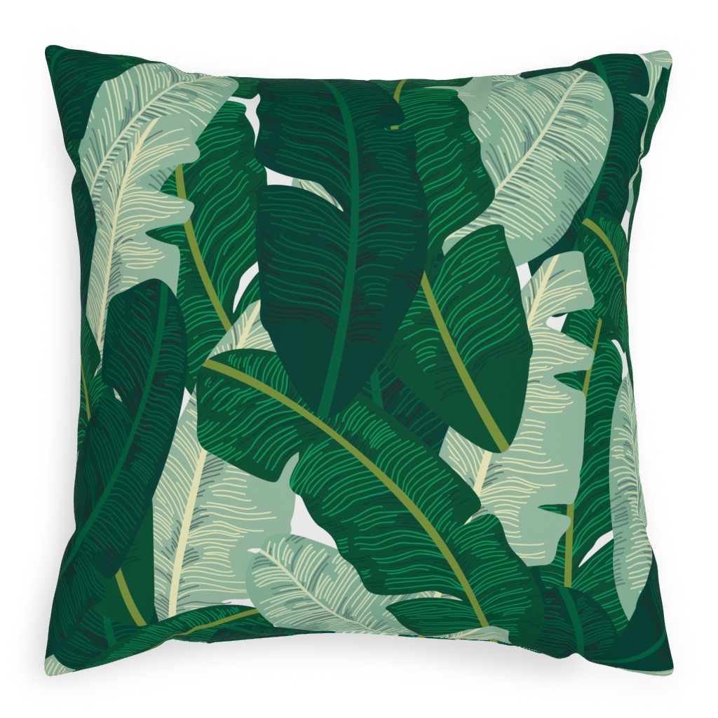 Classic Banana Leaves - Palm Springs Green Pillow, Woven, Beige, 20x20, Single Sided, Green, Classic Green