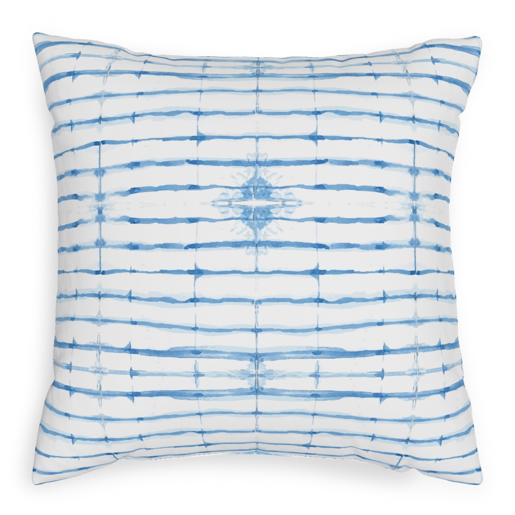 Shibori - Blue Pillow, Woven, Beige, 20x20, Single Sided, Blue