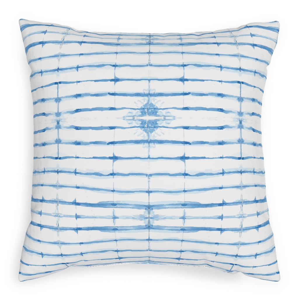 Shibori - Blue Pillow, Woven, Beige, 20x20, Single Sided, Blue, True Blue