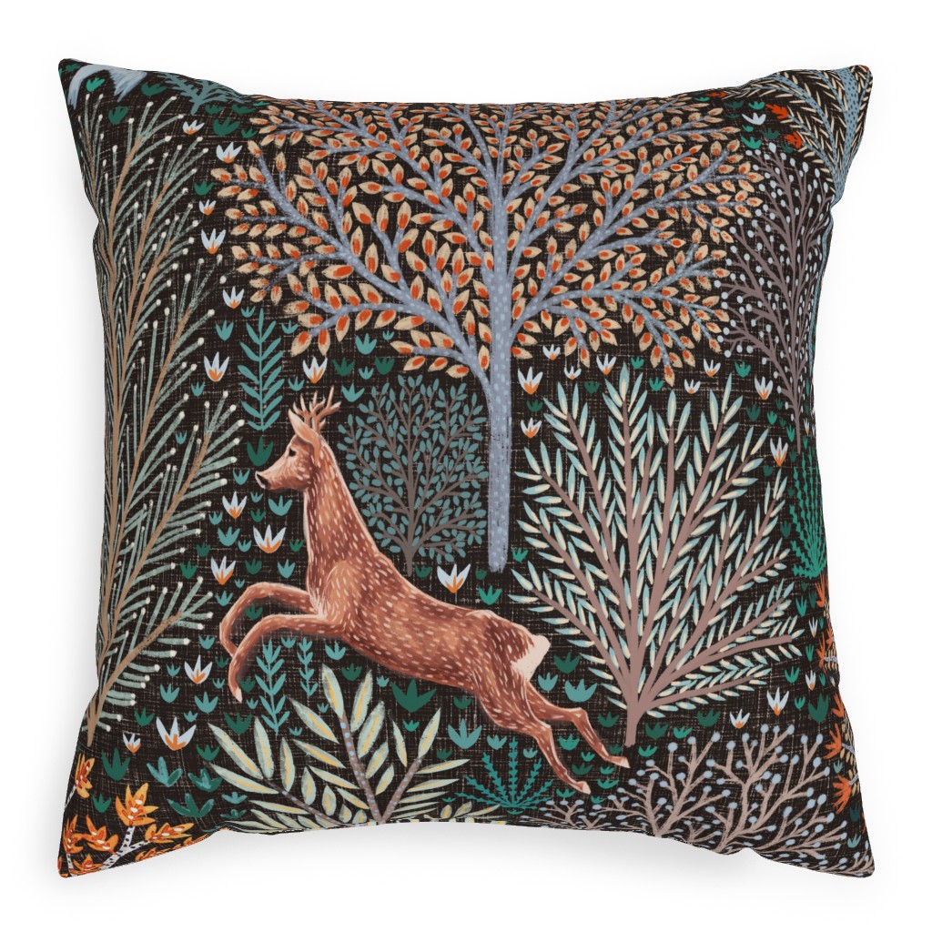 Forest & Animals - Multi Pillow, Woven, Beige, 20x20, Single Sided, Multicolor