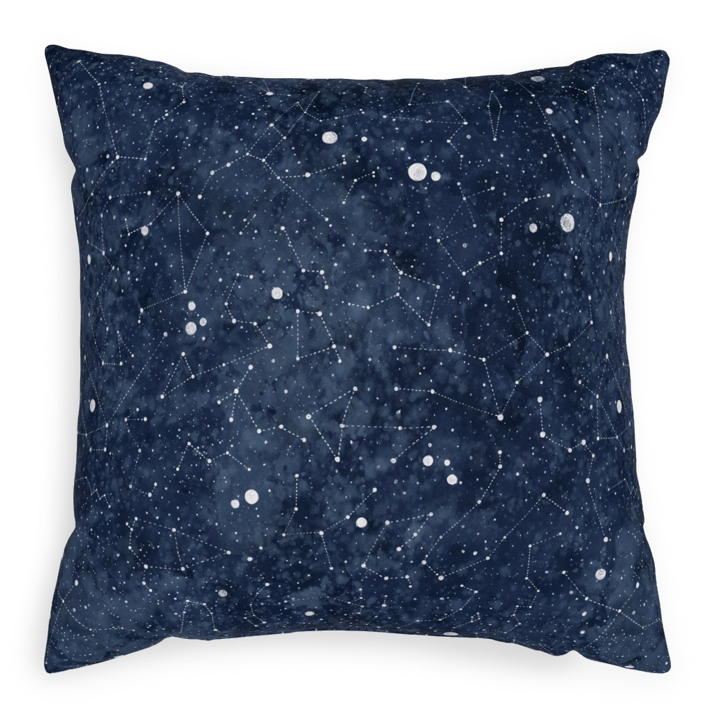Star Constellations - Blue Pillow, Woven, Beige, 20x20, Single Sided, Blue, True Blue