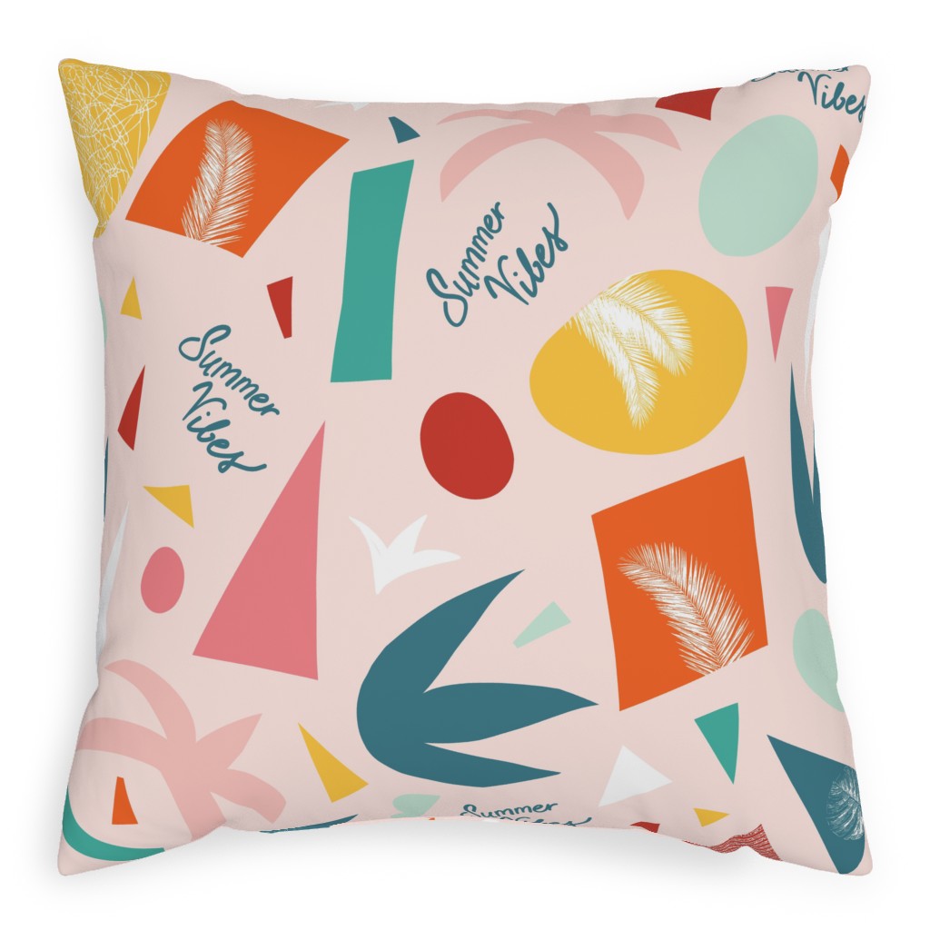 Summer Vibes Abstract Shapes Pillow, Woven, Beige, 20x20, Single Sided, Multicolor