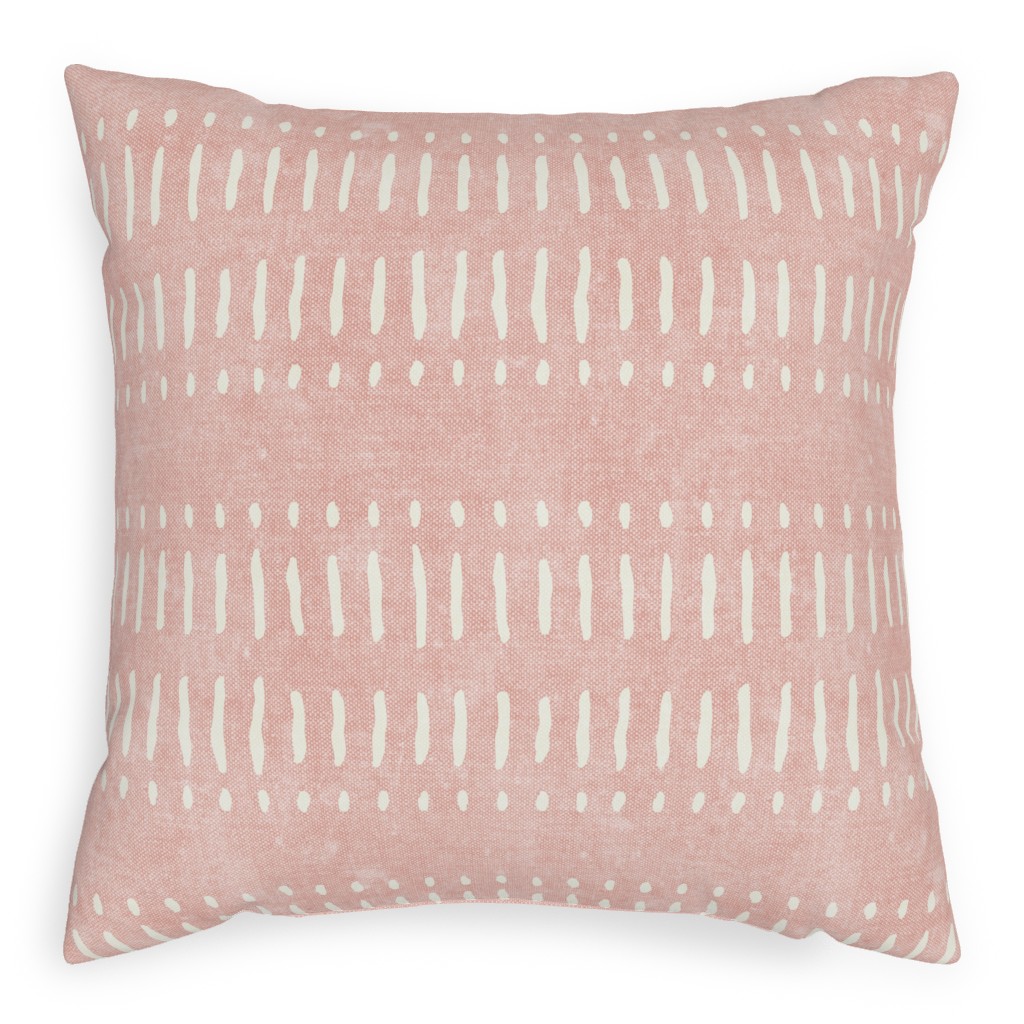 Dash Dot Stripes Pillow, Woven, Beige, 20x20, Single Sided, Pink, Ballet Slipper