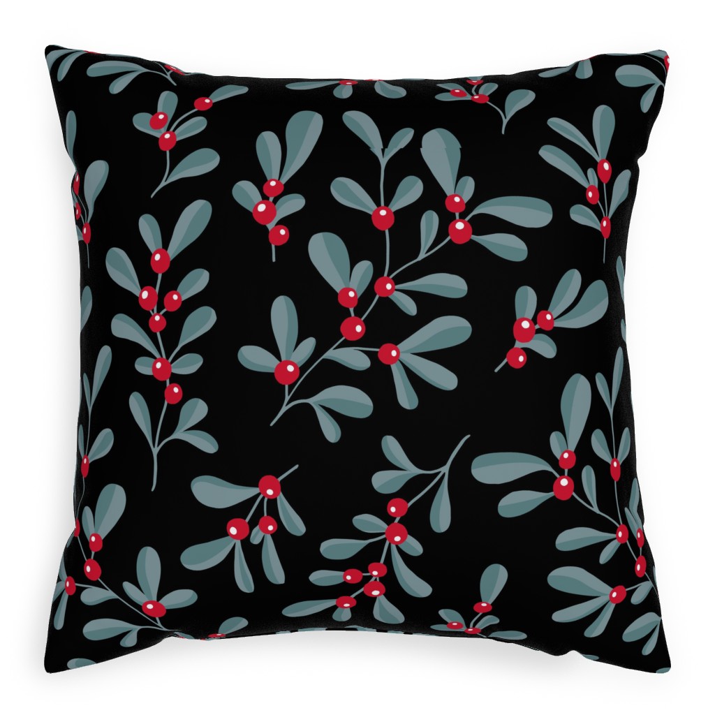Little Mistletoe Garden Botanicals - Dark Pillow, Woven, Beige, 20x20, Single Sided, Multicolor