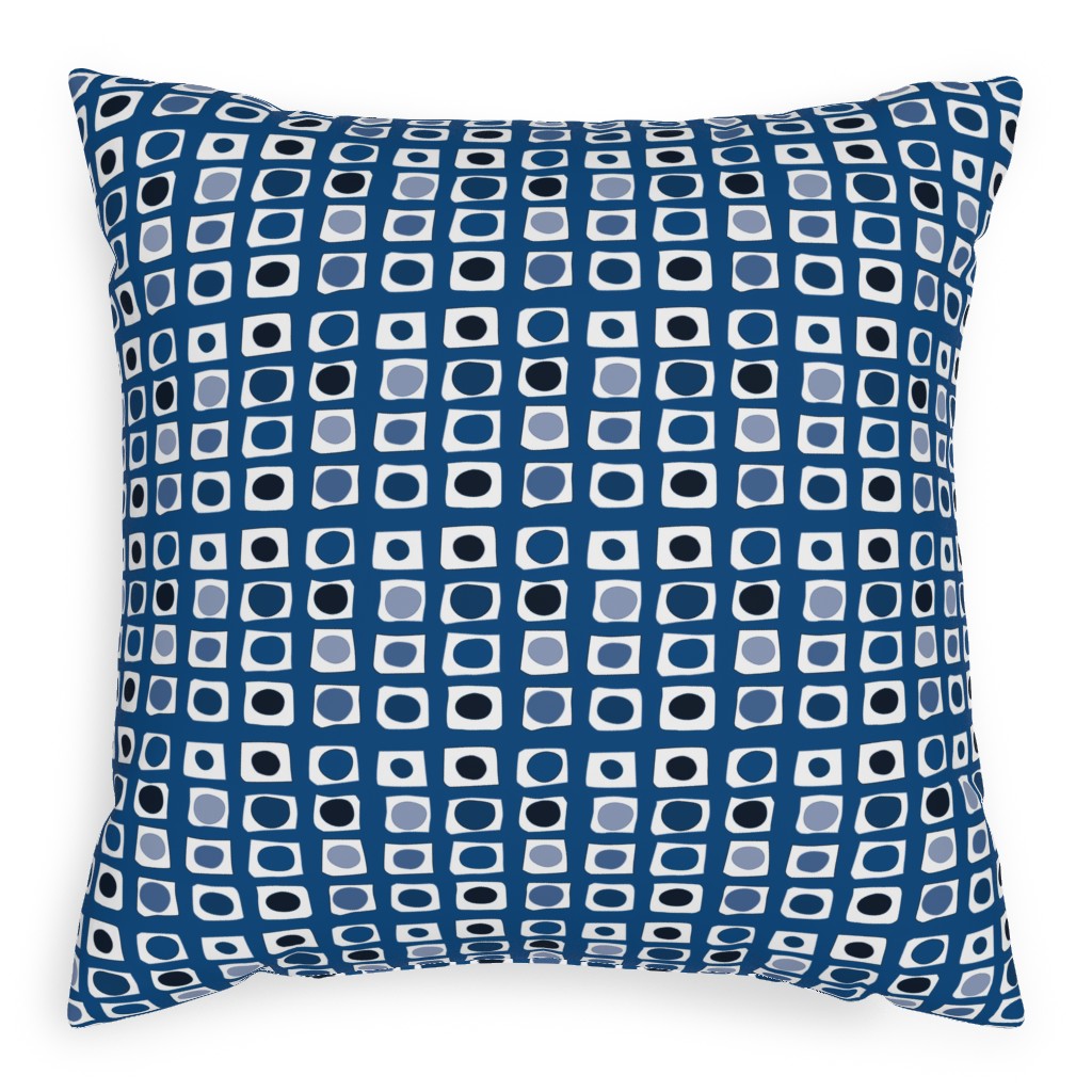 Little White Rectangles - Classic Blue Pillow, Woven, Beige, 20x20, Single Sided, Blue, True Blue
