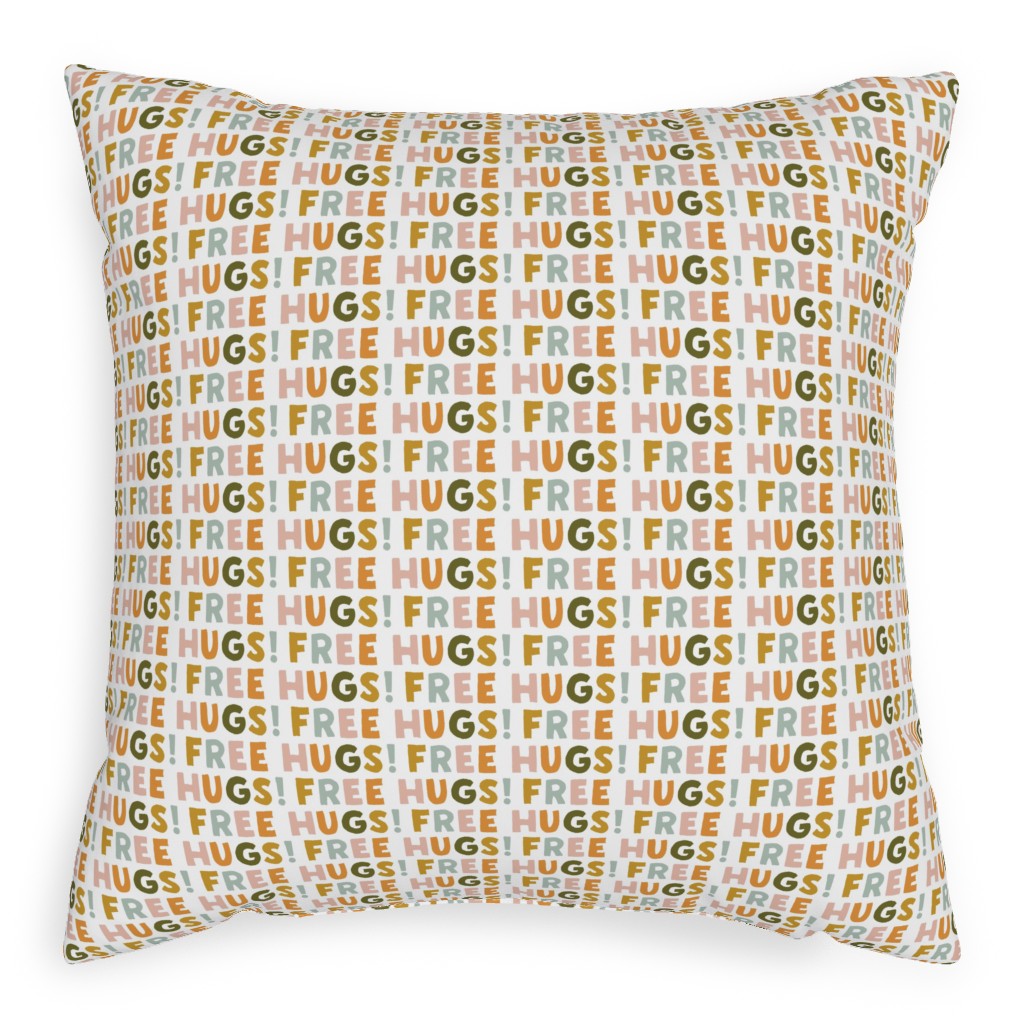 Free Hugs! - Multi Warm Pillow, Woven, Beige, 20x20, Single Sided, Multicolor