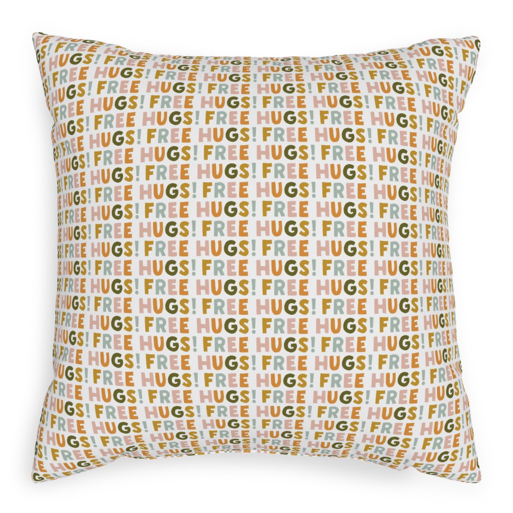 Free Hugs! - Multi Warm Pillow, Woven, Beige, 20x20, Single Sided, Multicolor