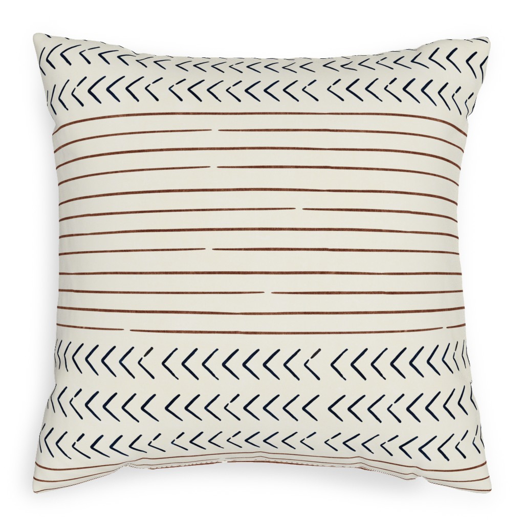 Arrow Stripes Mud Cloth Modern Pillow, Woven, Beige, 20x20, Single Sided, Beige, Antique White