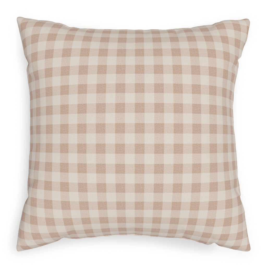 Gingham in Dusty Blush Pinks Pillow, Woven, Beige, 20x20, Single Sided, Pink