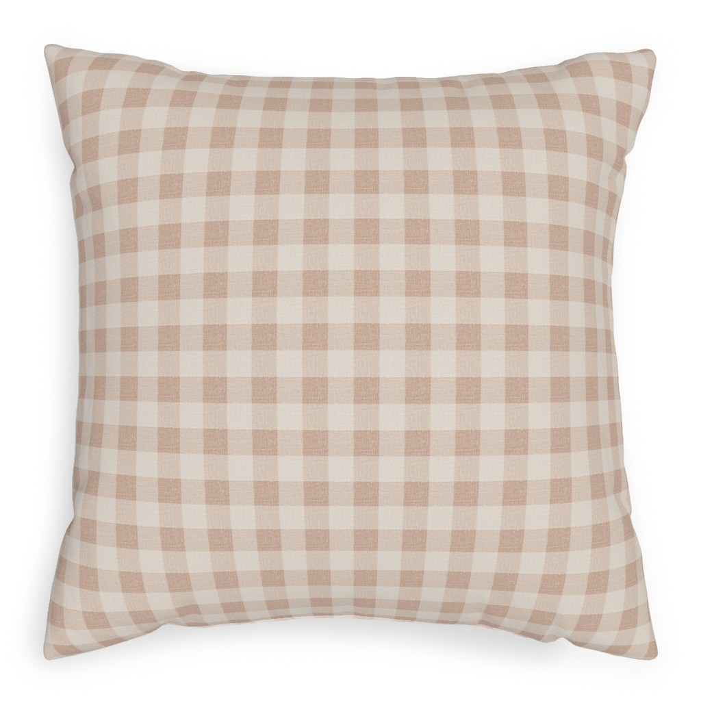 Gingham in Dusty Blush Pinks Pillow, Woven, Beige, 20x20, Single Sided, Pink, Bright Pink