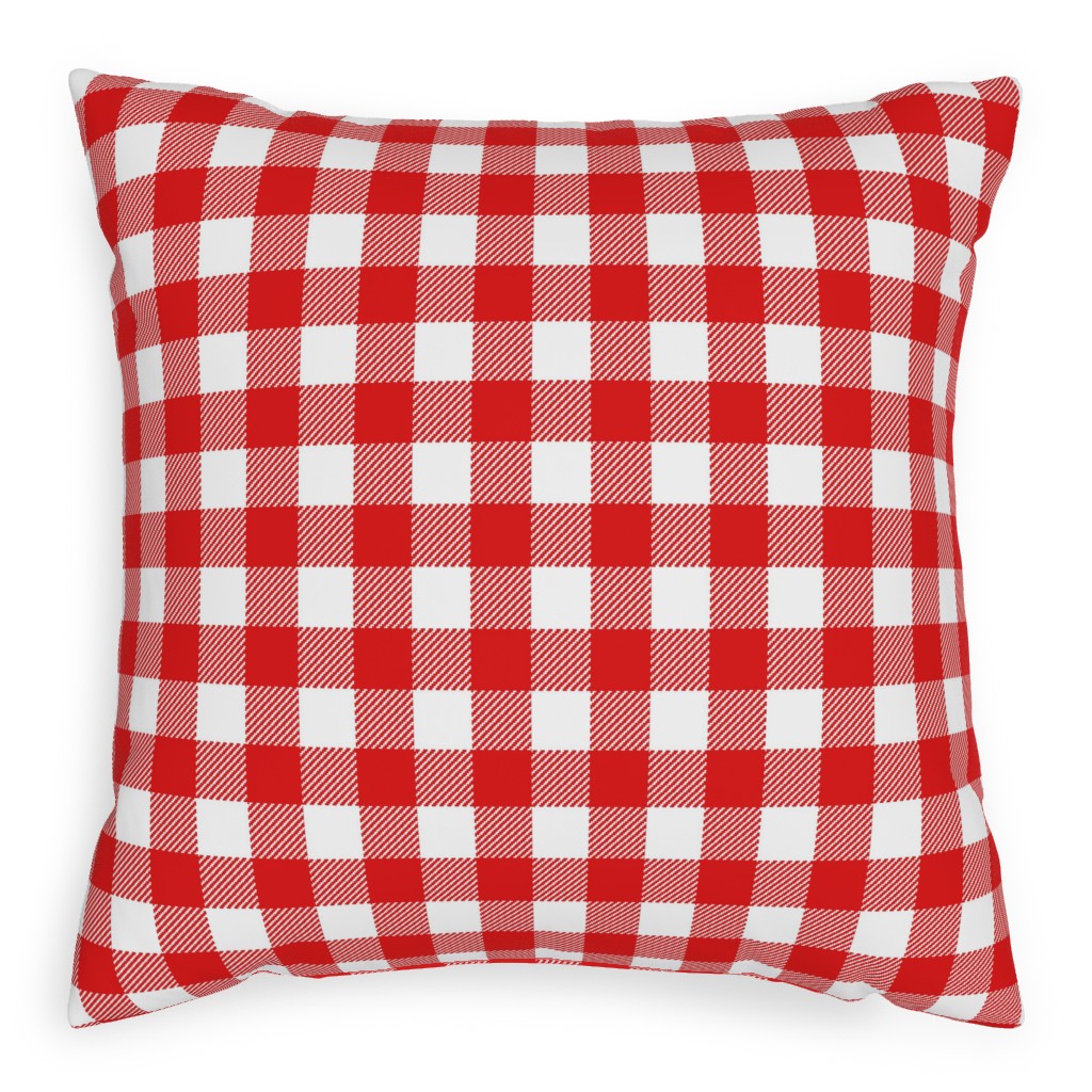 Buffalo Plaid Pillow, Woven, Beige, 20x20, Single Sided, Red