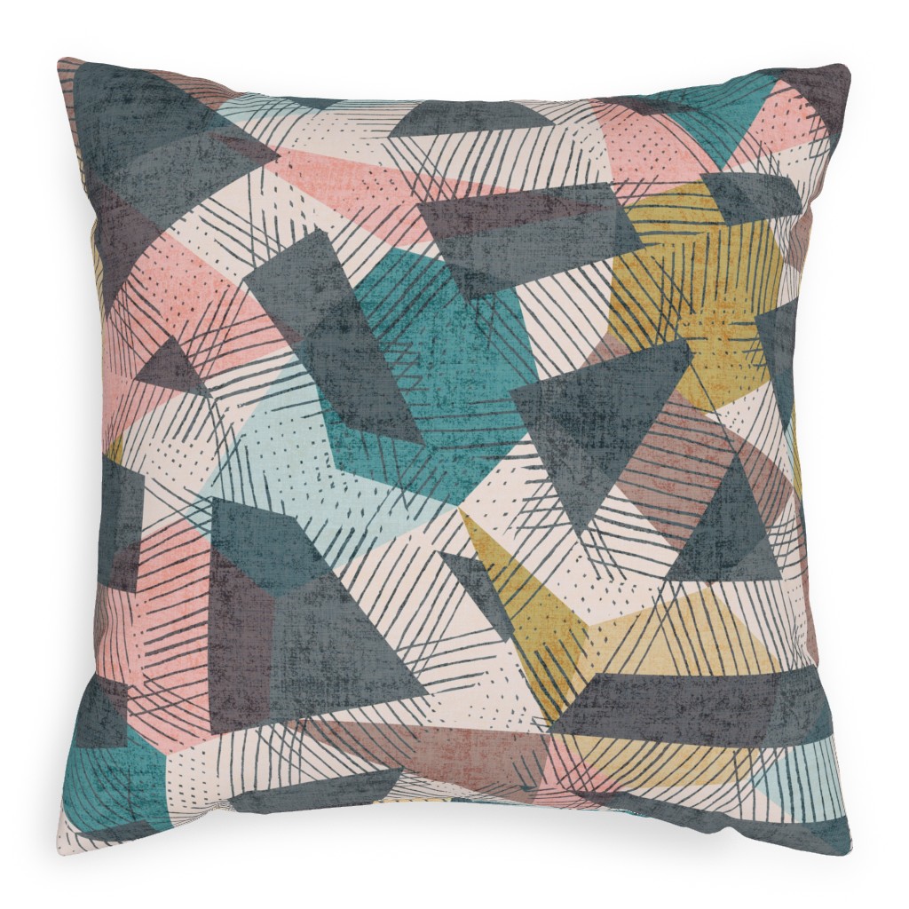 Abstract Geometic - Multi Pillow, Woven, Beige, 20x20, Single Sided, Multicolor