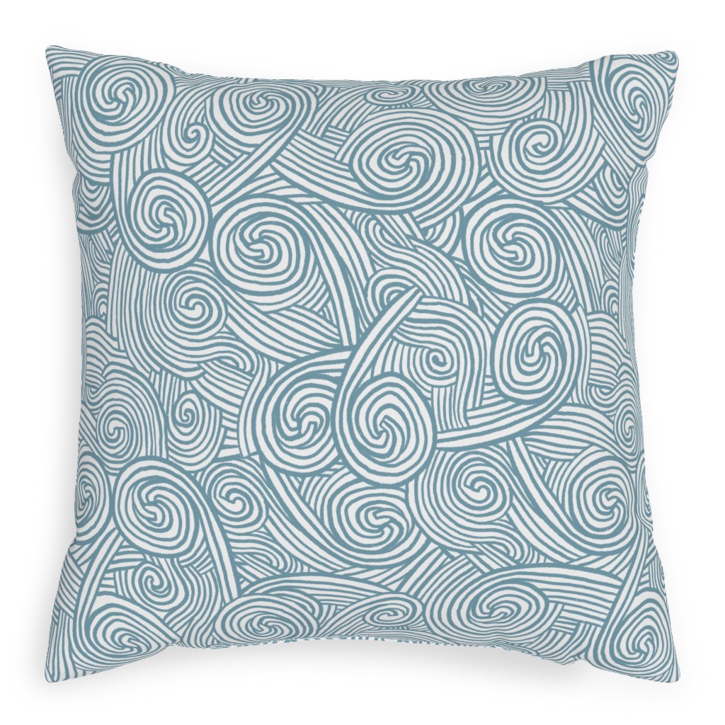 Kahuna Pillow, Woven, Beige, 20x20, Single Sided, Blue, True Blue