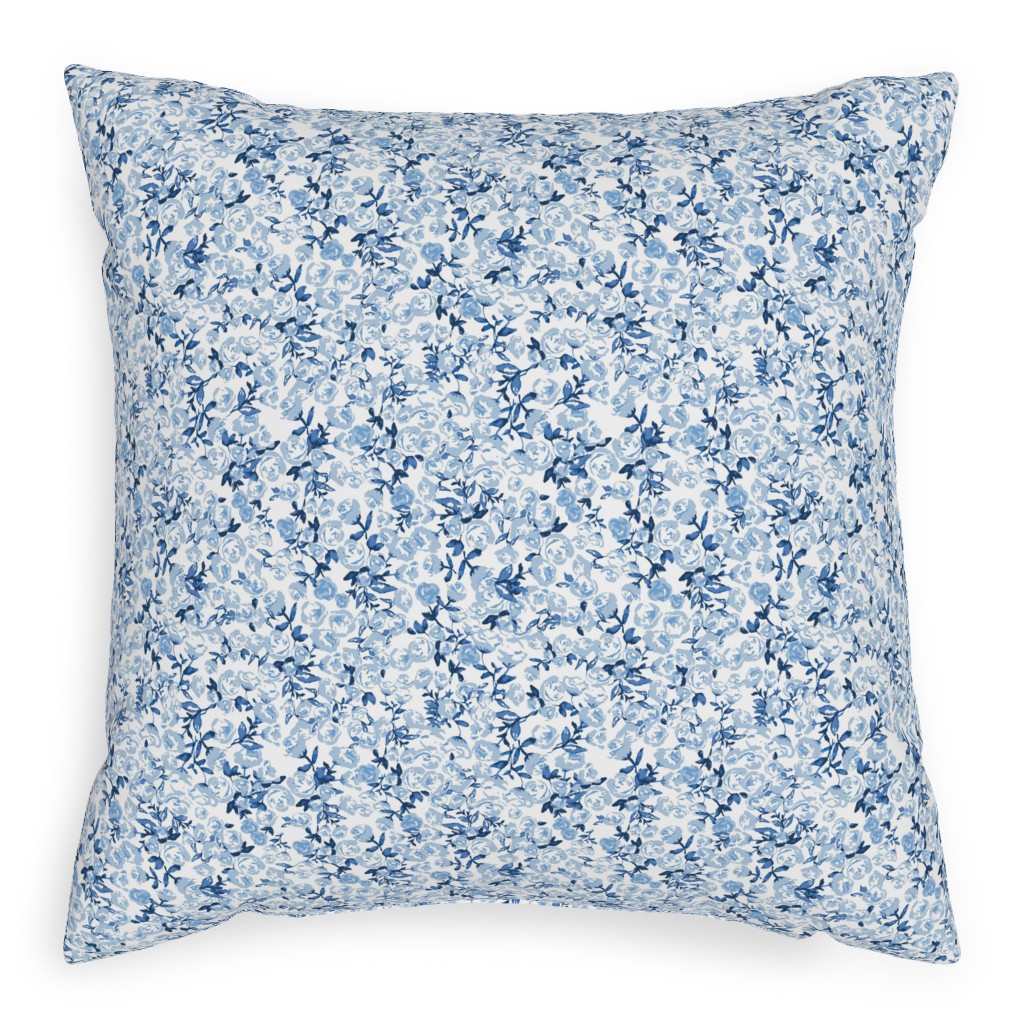 a Thousand Roses - Blue Pillow, Woven, Beige, 20x20, Single Sided, Blue, True Blue