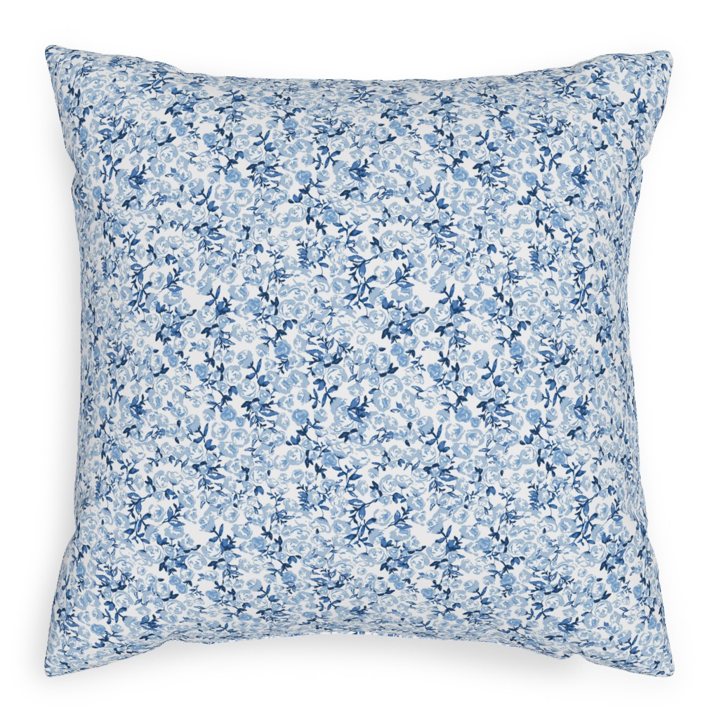 a Thousand Roses - Blue Pillow, Woven, Beige, 20x20, Single Sided, Blue