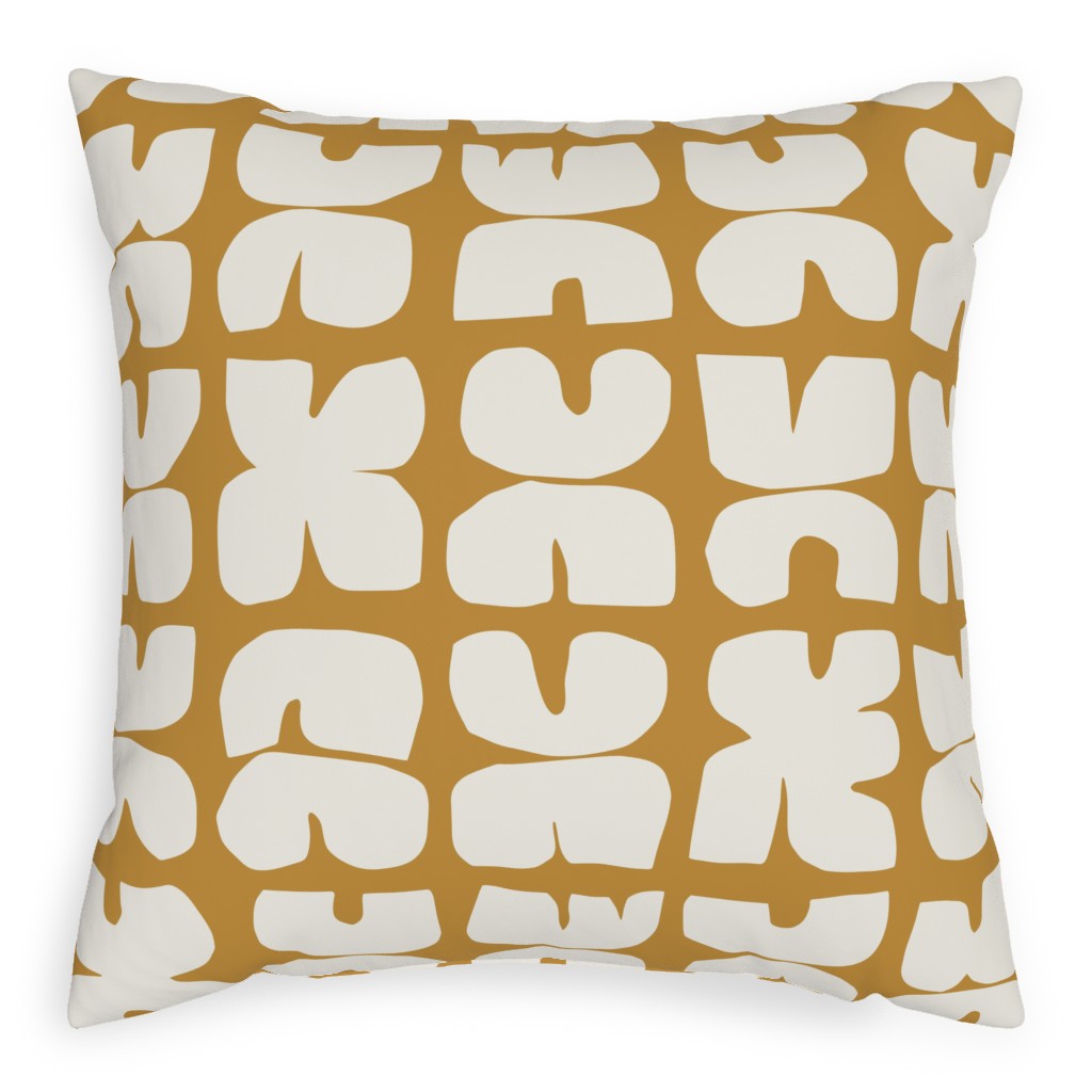 Xpot Block Print - Yellow and Cream Pillow, Woven, Beige, 20x20, Single Sided, Yellow, Classic Yellow