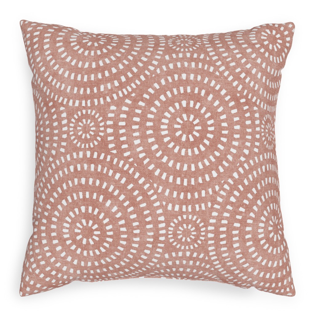 Bohemian Tiles - Circular - Pink Pillow, Woven, Beige, 20x20, Single Sided, Pink, Bright Pink