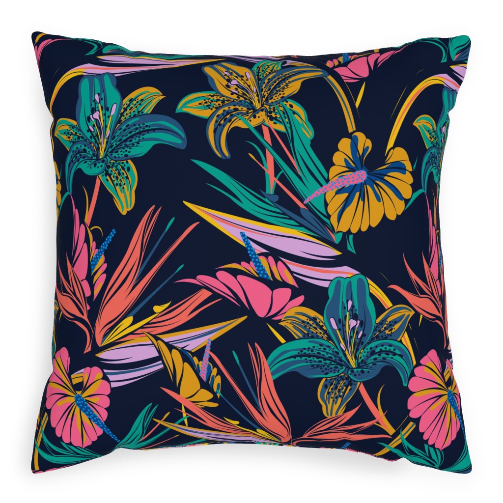 Electric Paradise Pillow, Woven, Beige, 20x20, Single Sided, Multicolor