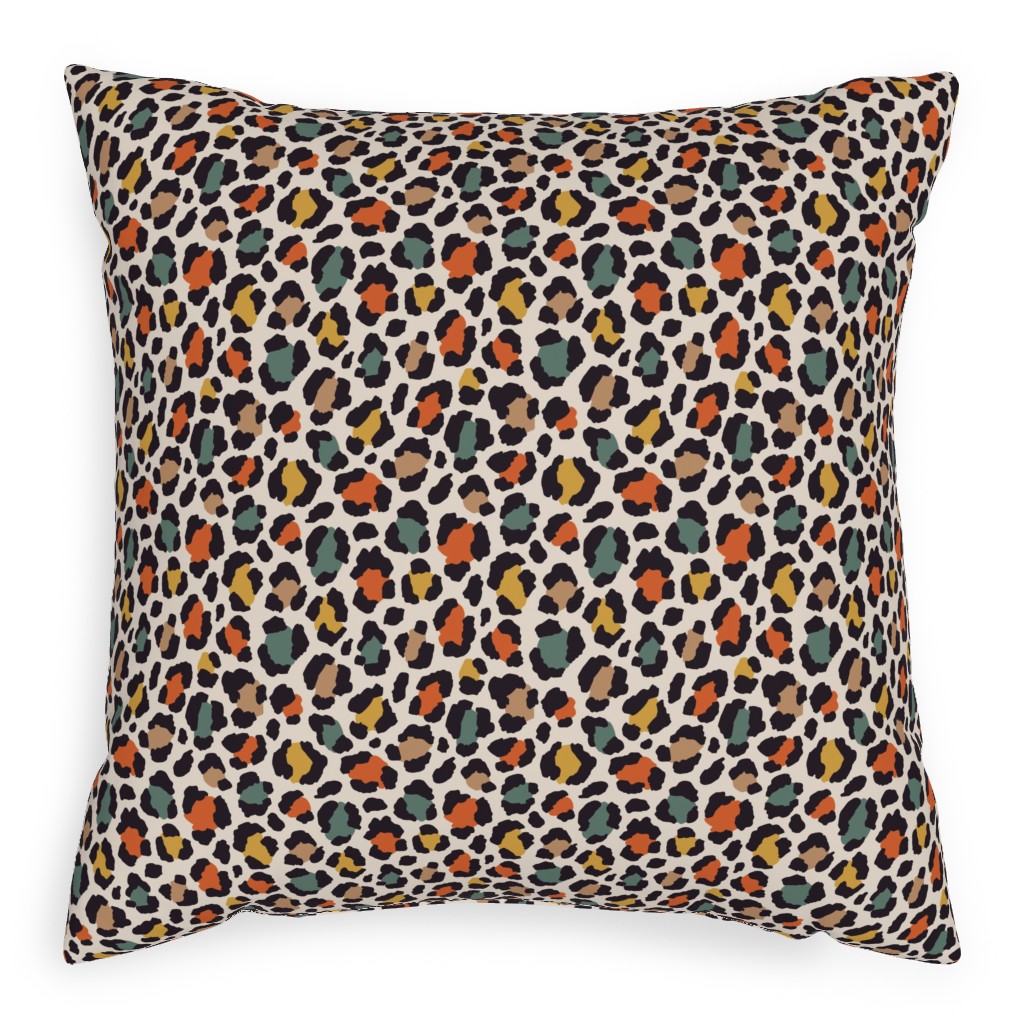 Colored Leopard Print - Mulit Pillow, Woven, Beige, 20x20, Single Sided, Multicolor