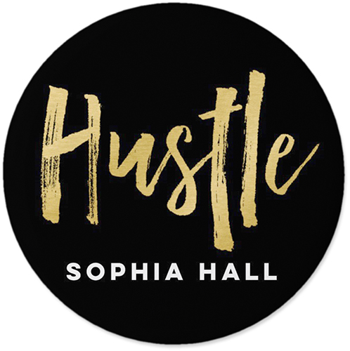 Active Hustle Pins, Large Circle, Black, black