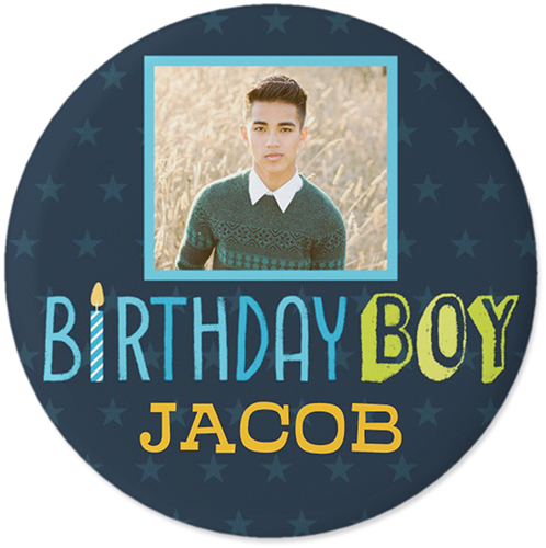 Birthday Boy Pins, Large Circle, Black