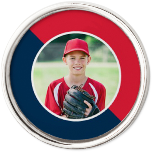 Active Diagonal Stripe Metal Pins, Small Circle, Red