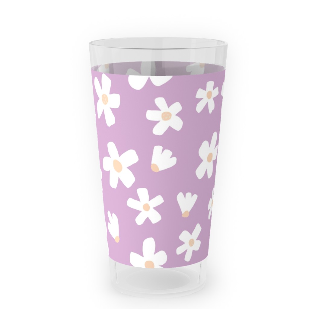 Daisy Garden Floral - Purple Outdoor Pint Glass, Purple